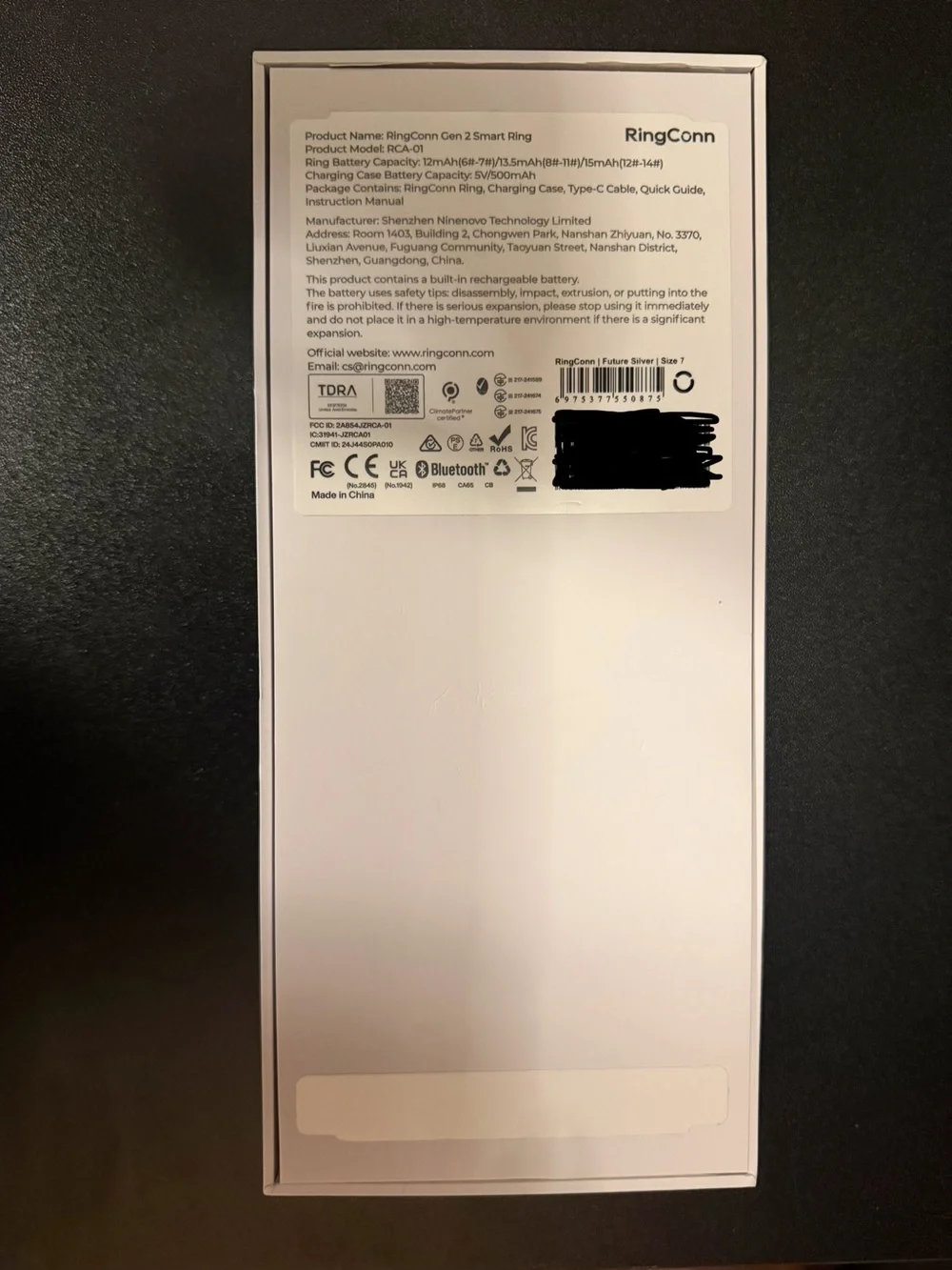 RingConn Gen 2- Silver size 7